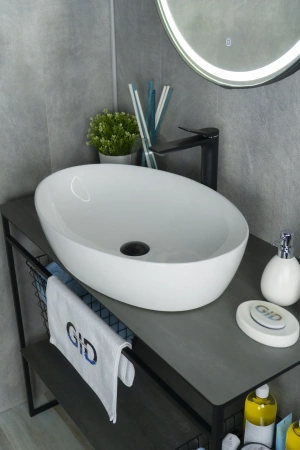 Раковина керамическая Gid Lago 51148 60х40 накладная цвет белый без отверстий под смеситель