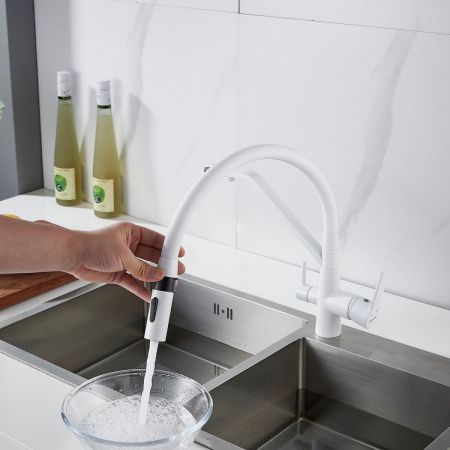 Смеситель для кухни Shevanik S278C на мойку белый