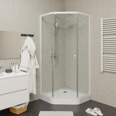 Душевой уголок Parly ZEP91 90х90 стекло прозрачное профиль белый с поддоном