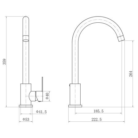 Смеситель для кухни Fashun A54001N-37 на мойку черный