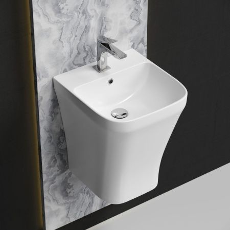 Раковина из сантехнического фарфора Ceramica Nova DION CN6067 40х40 подвесная цвет белый 1 отверстие под смеситель