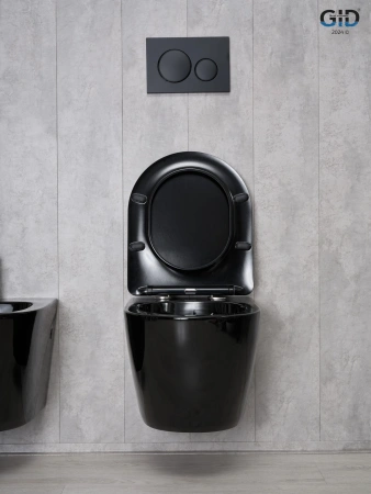 Унитаз подвесной Gid Convexo 62204Y черный глянцевый с сиденьем микролифт безободковый смыв торнадо