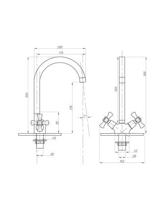 Смеситель для кухни FAUZT FZs-202-07 на мойку хром