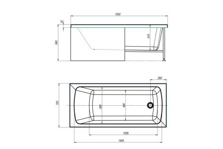 Ванна акриловая Royal Bath Vienna RB953502 155х70 пристенная прямоугольная