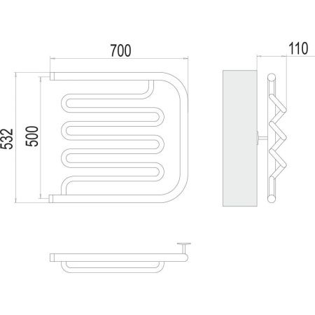 Полотенцесушитель водяной Terminus 4620768880995 70х55 хром