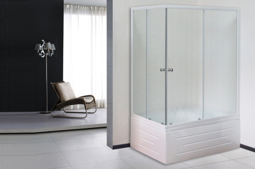 Душевой уголок Royal Bath BP RB8100BP-C-R 100х80 стекло прозрачное профиль белый с поддоном - фото 2