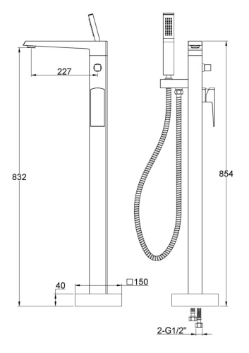 Смеситель BelBagno ARLIE ARL-FMTA-CRM напольный хром - фото 2