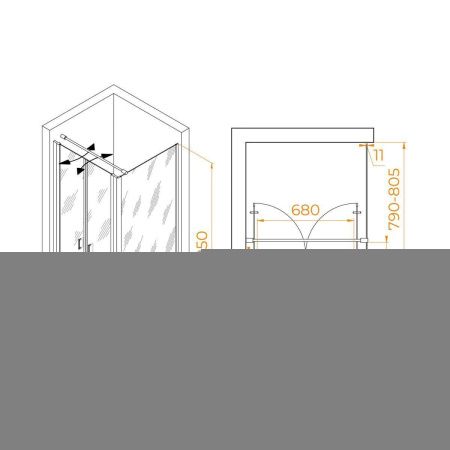 Душевой уголок RGW Passage 060813488-011 80х80 стекло прозрачное профиль хром без поддона