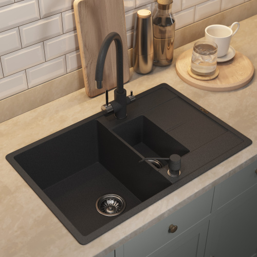 Кухонная мойка Uperwood Quartz Premium UPD-05 3910202119 78x51 цвет черный матовый - фото 3