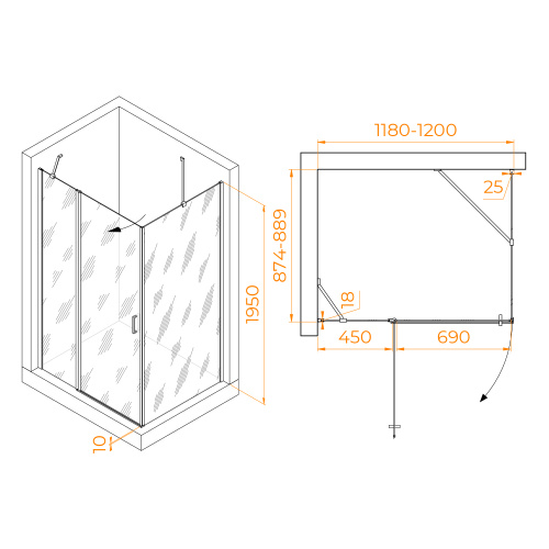 Душевой уголок RGW Leipzig 06124429-11 120х90 стекло прозрачное профиль хром глянцевый без поддона - фото 2