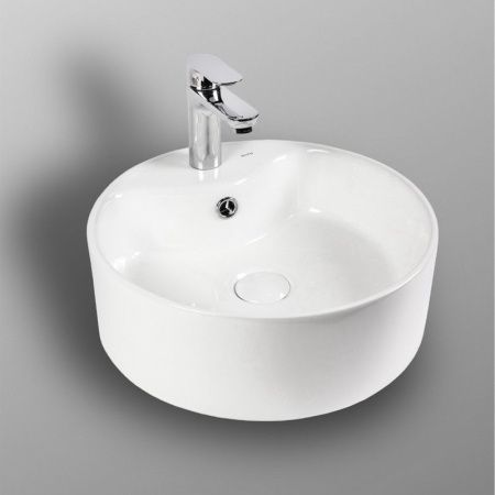 Раковина из сантехнического фарфора Bond Circle S03-410 40х40 накладная цвет белый 1 отверстие под смеситель