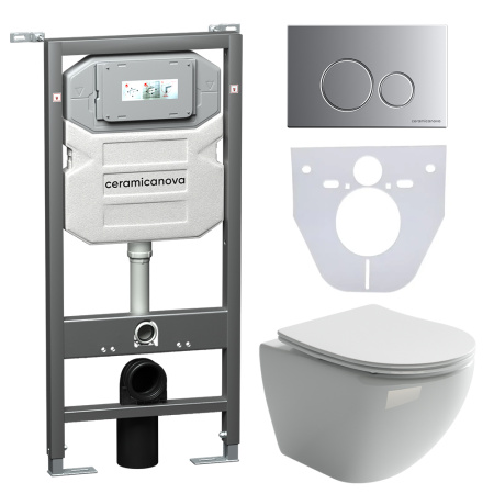 Инсталляция с кнопкой + унитаз + шумоизоляция Ceramica Nova CN4002_1001M_1000