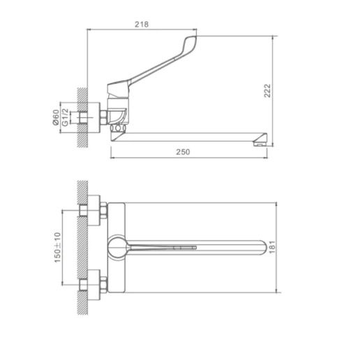 Смеситель для раковины Splenka S08 S08.21 настенный хром - фото 3