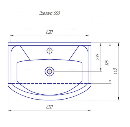 Раковина из санфаянса СанТа Элеганс65 66х44 накладная цвет белый