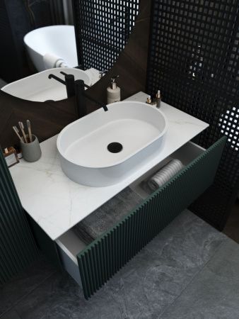 Тумба со столешницей La Fenice TERRA NFNC-01-TER-G-80-3-GG 80х50 подвесная цвет синий/серый