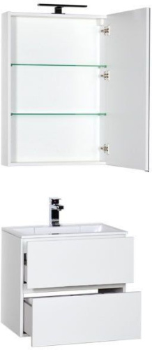 Комплект мебели: тумба с раковиной + зеркало-шкаф Aquanet Алвита 00184619 60х45х138,1 подвесной - фото 2