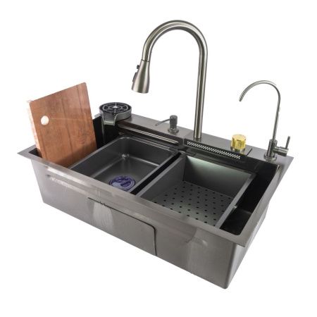 Кухонная мойка Fmark FSC003Q 75х45 цвет серый поверхность матовая