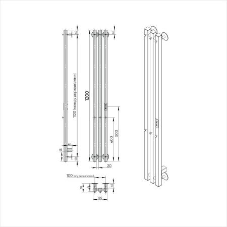 Полотенцесушитель электрический Indigo Style PRO LSPRE120-18BRRt 20х120 черный