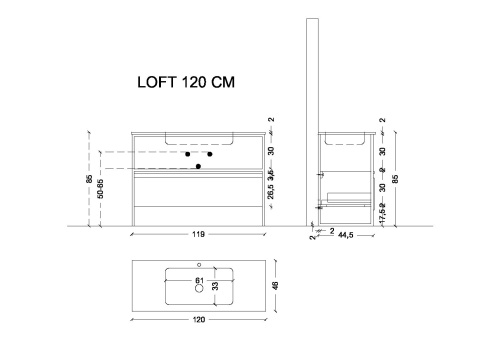 Тумба Armadi Art Loft 894-120-L 118х48х29 подвесная цвет коричневый - фото 2