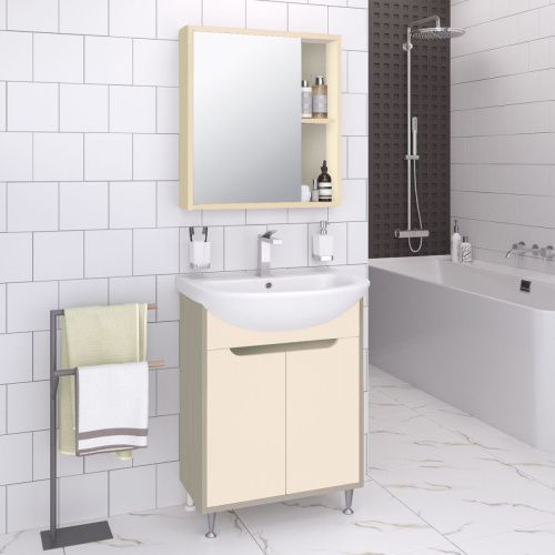 Зеркало-шкаф RUNO ЭКО 00-00004678 60х65 подвесной цвет бежевый - фото 2