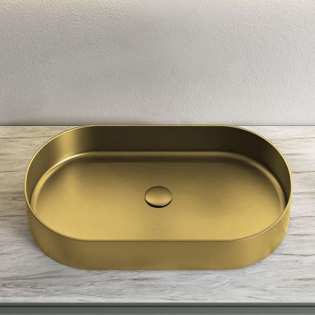 Раковина из нержавеющей стали AltroBagno Eterno AltroBagnoEterno001025OrSp 60х40 накладная цвет золото