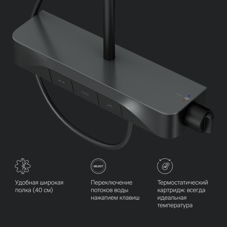 Душевая стойка Am.Pm Func F078F222 настенная цвет черный с термостатом