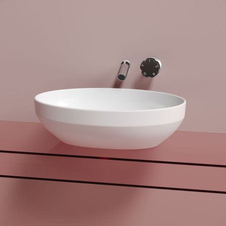 Раковина из сантехнического фарфора Ceramica Nova ELEMENT CN6056MW 50х40 накладная цвет белый без отверстий под смеситель