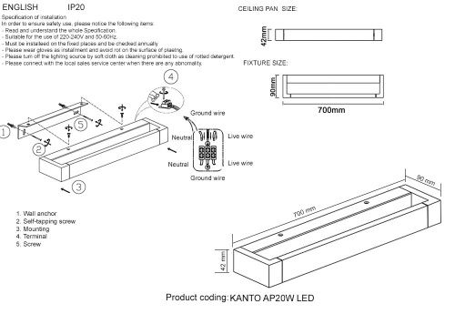 Светильник настенный Crystal Lux Kanto (Канто) KANTO AP20W LED BL - фото 5