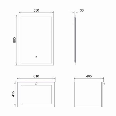 Тумба с раковиной Comforty Ереван 00-00017879CF 60х50 подвесная цвет серый