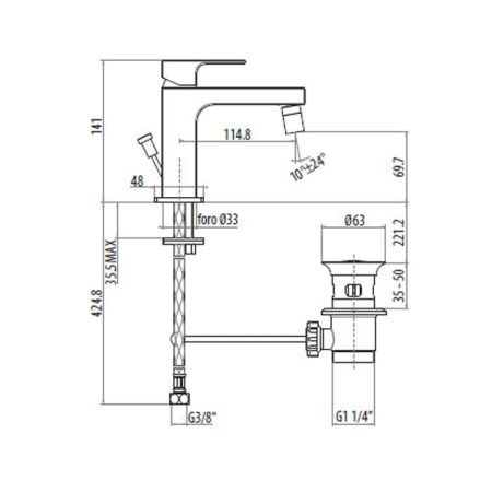 Смеситель Gattoni Kubik 2563/25C0 на биде хром