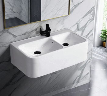 Раковина из сантехнического фарфора Cerutti SPA СТ9700 75х40 подвесная цвет белый 1 отверстие под смеситель