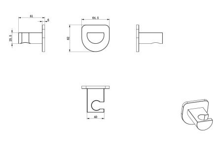 Держатель для душа Wonzon & Woghand WW-994216-CR хром