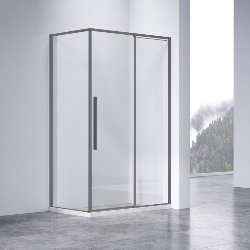 Душевой уголок Vincea Slim-N VSR-4SN9014CLGM 140х90 стекло прозрачное профиль вороненая сталь