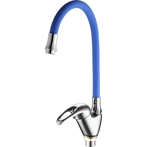 Смеситель для кухни Fashun A4403+A7253 на мойку хром/синий - фото 2