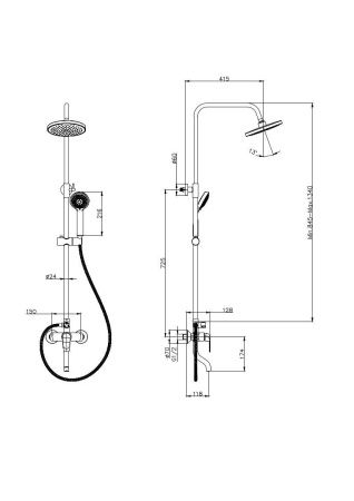 Душевая стойка Rush ST4235-11 настенная цвет хром