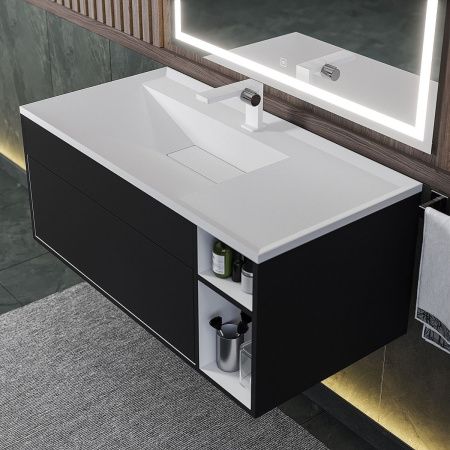 Тумба под раковину Uperwood Lotus 39340205464 100х50 подвесная цвет черный