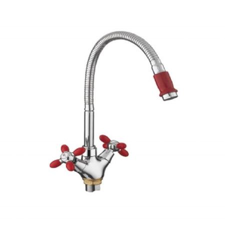 Смеситель для кухни Fashun A43127-10 на мойку хром/красный