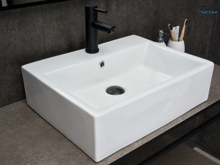 Раковина керамическая Gid Geométrico 51215 50х40 накладная цвет белый 1 отверстие под смеситель