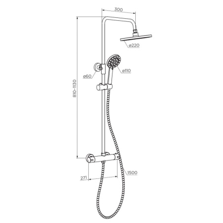 Душевая стойка Dorff Futura D0710400 настенная цвет хром с термостатом