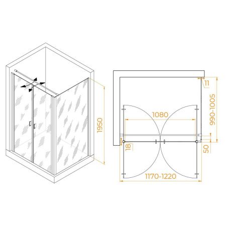 Душевой уголок RGW Passage 060814420-011 120х100 стекло прозрачное профиль хром без поддона