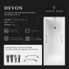 Ванна чугунная Vinsent Veron Devon VDV1757545H/VH0012GD 175х75 пристенная прямоугольная с ножками с ручками