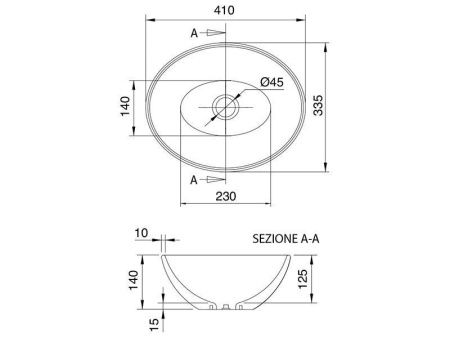 Раковина из сантехнического фаянса Scarabeo Thin-Line 8011 40х30 накладная цвет белый