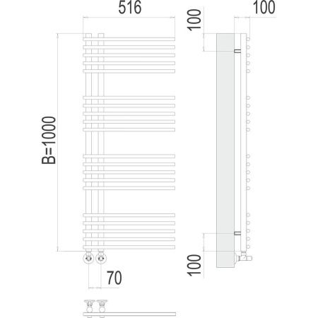 Полотенцесушитель водяной Terminus 4670078530493 50х100 хром