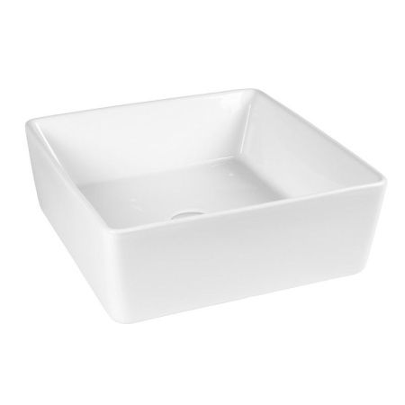Раковина из сантехнического фарфора Bond Cube S54-390 40х40 накладная цвет белый без отверстий под смеситель