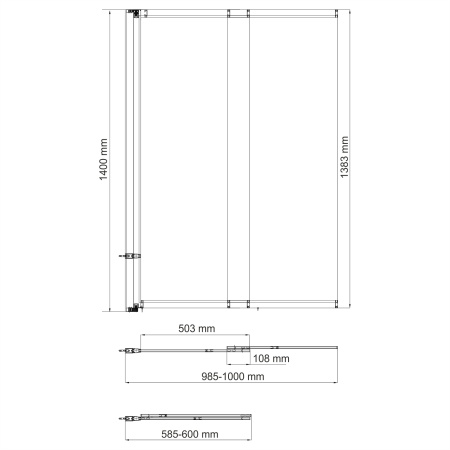 Душевая шторка на ванну WasserKRAFT Schunter 82S 82S02-100 100х140 стекло прозрачное профиль золото матовое