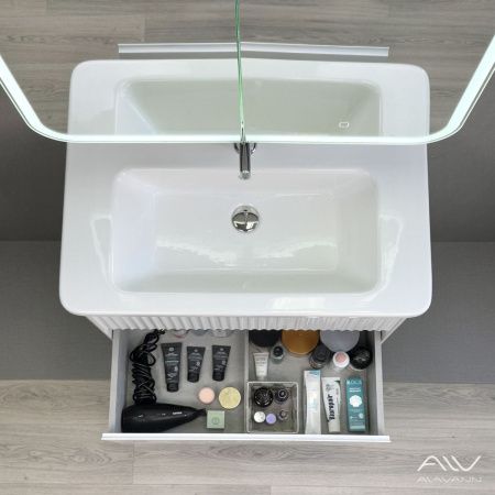 Тумба с раковиной Alavann Wave ALV1112000 80х50 подвесная цвет белый