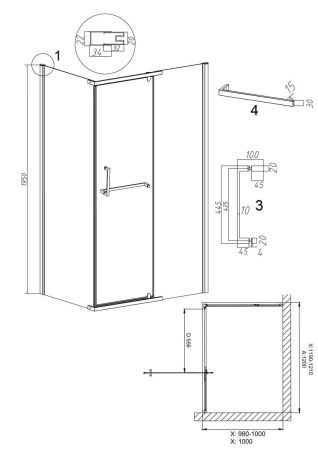 Душевой уголок Grossman Pragma 120.K33.03.1210.10.00 120х100 стекло прозрачное профиль хром без поддона