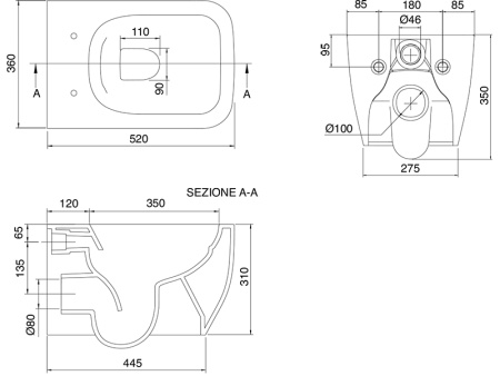 Чаша унитаза подвесная Scarabeo Teorema 2.0 5126/CL49 цвет черный матовый без сиденья безободковая смыв торнадо