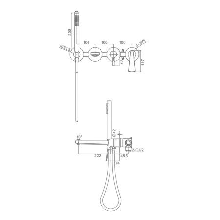 Смеситель для ванны и душа Raglo R07 R07.32 встраиваемый в стену хром