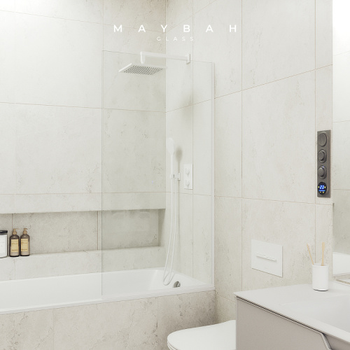 Душевая шторка на ванну Maybah Glass MGV-63-1у 70х140 стекло прозрачное профиль белый - фото 2